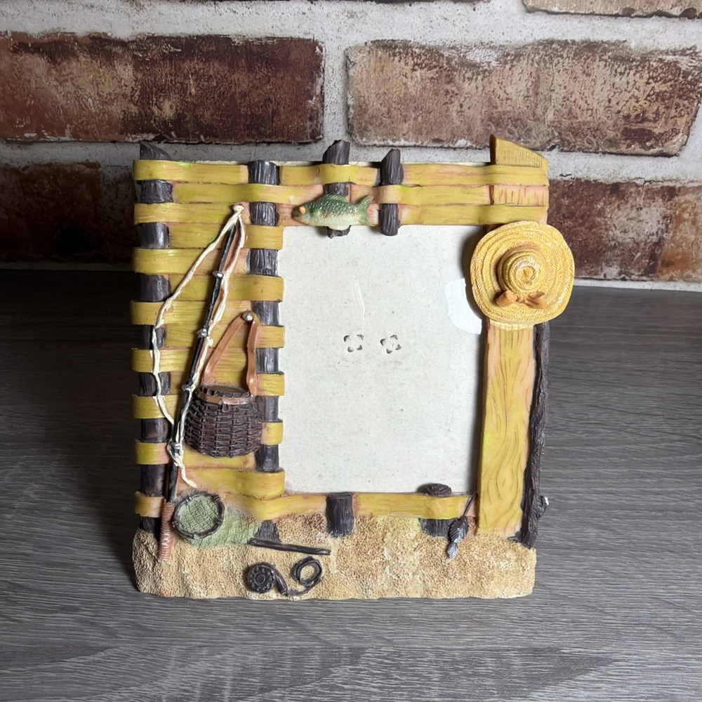 Vintage "Fishing Stuff" Grandpa or Dad Decorative Photo Frame Resin